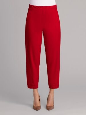 Fleece Back Jersey Half Cuff Jogger Pant | Poppy